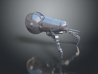 Metallic Spherical Mechanical Robot Featuring Multiple Mechanical Legs And Reflective Surface 3d model