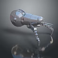 Metallic Spherical Mechanical Robot Featuring Multiple Mechanical Legs And Reflective Surface