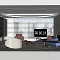 Modern Living Room Interior With Circular Ceiling Light Large Windows Blue Sofa And Fireplace