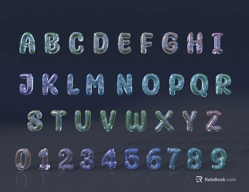 Colorful Glossy Balloon Letters And Numbers For Party Decoration 3d model 