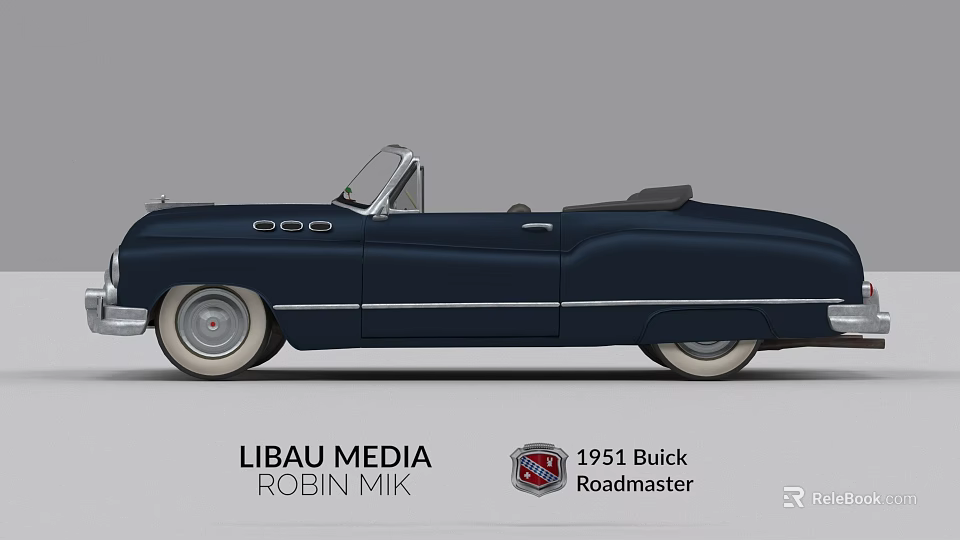 1951 Buick Roadmaster Classic Convertible Vintage Retro Car Design With Open Top 3d model 