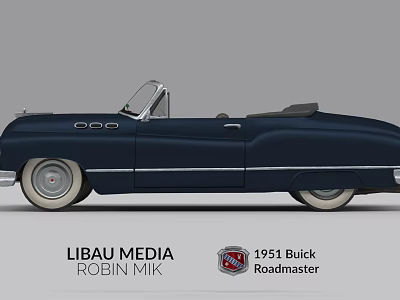 1951 Buick Roadmaster Classic Convertible Vintage Retro Car Design With Open Top 3d model
