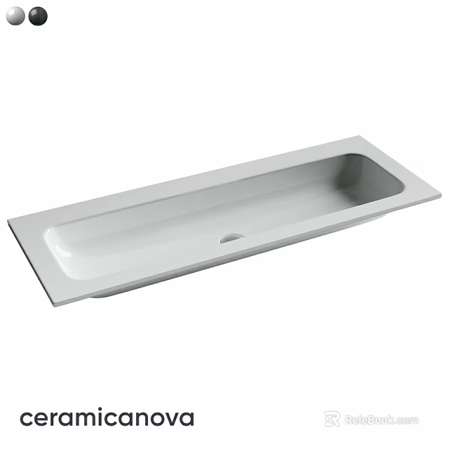 White Rectangular Ceramic Washbasin With Smooth Surface And Single Drain Hole 3d model 