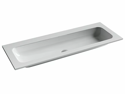 White Rectangular Ceramic Washbasin With Smooth Surface And Single Drain Hole 3d model