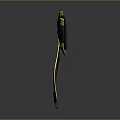 Elegant Black Bow Shaped Decorative Ornament With Golden Trim And Shiny Surface