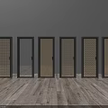 Four Modern Glass Doors Featuring Unique Geometric Patterns And Dark Frames 3d model