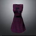 Man Designed Stylish Red And Black Striped Sleeveless Dress With Bow Belt