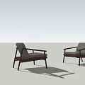 Minimalist Modern Single Chair With Wooden Frame And Beige Fabric Upholstery Design