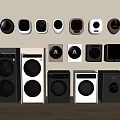 Modern Washing Machines Arrangement With White Gray Colors And Front Load Designs