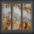 Vertical Gray And Gold Texture Wall Art With Golden Frames For Modern Decor 3d model