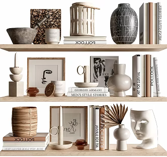 Book Jewelry Ornaments Combination Bottle Jar Vase 3d model