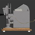 Vintage Film Projector With Wooden Base And Metal Reels On