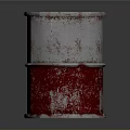 Rusty Metal Barrel Featuring Silver Top Red Bottom Peeling Paint And Stained Surface 3d model