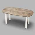Simple Modern Dining Table With Oval Shaped Wooden Tabletop And White Cylindrical Legs