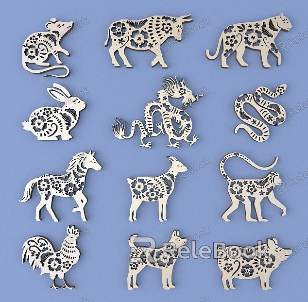 Chinese Metal Carved Chinese Zodiac Carved Chinese Pattern Hollow Carved Traditional Carved model