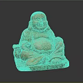 Smiling Buddha Red Stone Carving In Sitting Posture With Detailed Base