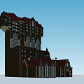 European style Architecture With Multi Story Structure Spires Arched Windows And Red Roof