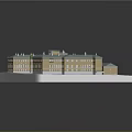 Scenic Landscape of Yellow Building Complex with Gray Roofs in Architectural Model