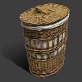 Woven Storage Basket with Lid and Handle for Home White Items Organization