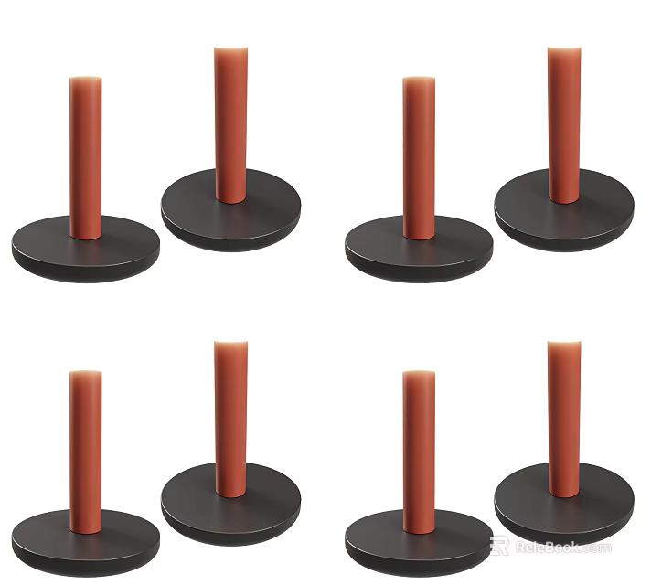 Multiple Modern Table Lamps With Black Base And Red Cylindrical Design For Home Decor 3d model