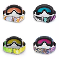 Colorful Ski Goggles With Diverse Patterns And Tinted Lenses For Winter Sports