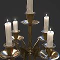 Ornate Brass Candelabra With Classic Design Multiple Curved Arms And Lit Candles