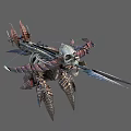 Intricate Decorative Crossbow Weapon With Skull Design And Metal Bone Structure 3d model