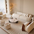 Modern Sofa Coffee Table Combination Sofa Carpet Floor Lamp 3d model