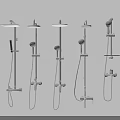 Various Bathroom Shower Accessories With Fixed Heads Handheld Sprays and Mounting Brackets 3d model