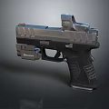 Glock Tactical Pistol With Black And Silver Finish Grip Texture And Sight