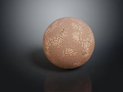 Brown Ornamental Sphere With Cracked Textured Surface On Dark Background 3d model
