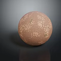 Brown Ornamental Sphere With Cracked Textured Surface On Dark Background 3d model