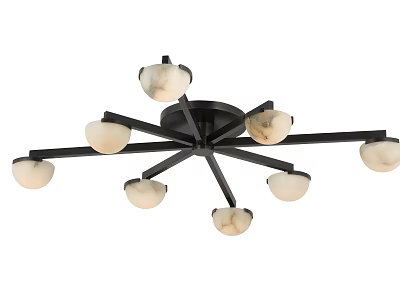 Modern Multi Light Ceiling Light with Black Metal Frame and White Glass Shades 3d model