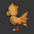 Cute Yellow Bird 3D Cartoon Character With Blue Eyes Orange Feathers And White Claws