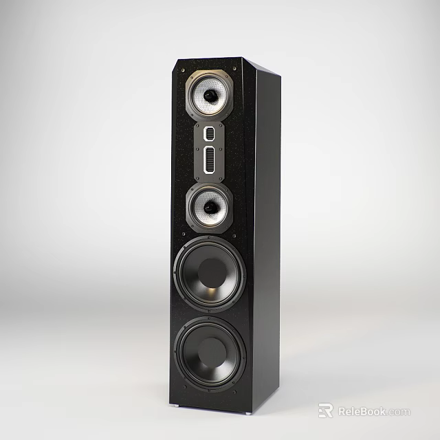 Black Floor Standing Tower Speaker With Multiple Drivers For High Quality Audio 3d model 