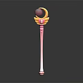 Magic Wand Featuring Pink Spherical Top Yellow Wing Decorations and Gradient Pink White Handle 3d model