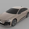 Modern Audi Beige Electric Sedan Featuring Sleek Design And LED Headlights