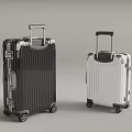 Black And White Metallic Striped Suitcases With Telescopic Handle And Wheels