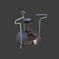 Vintage Metal Burner With Iron Base Curved Metal Stand And Black Knob Retro Design