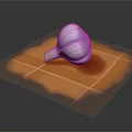 Fresh Purple Garlic Bulb Placed on Orange Checkered Mat Surface