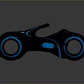 Futuristic Motorcycle with Blue Glowing Elements Sleek Black Body and Round Reflective Wheels