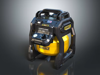 DEWALT Yellow And Black Air Compressor With Handle Control Panel And Air Tank 3d model