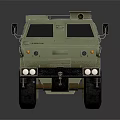 Modern Green Military Tank with Six Wheeled Armored Design and Roof Turret