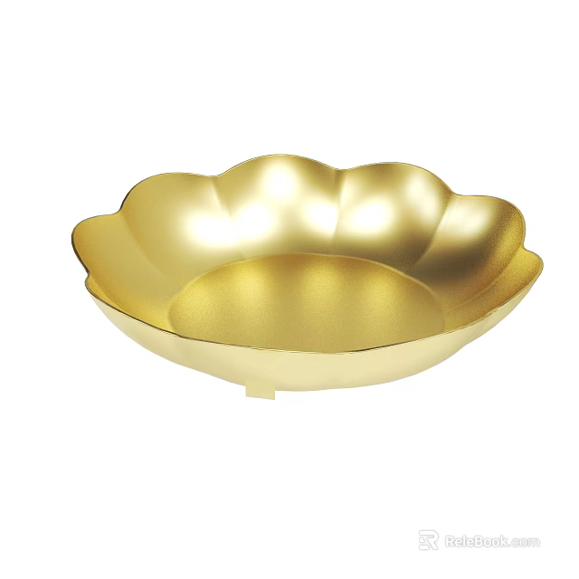Golden Petal Shaped Metal Bowl For Decorative And Serving Purposes 3d model 