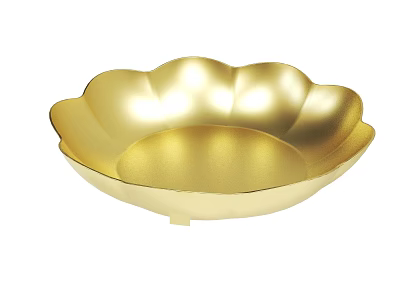 Golden Petal Shaped Metal Bowl For Decorative And Serving Purposes 3d model