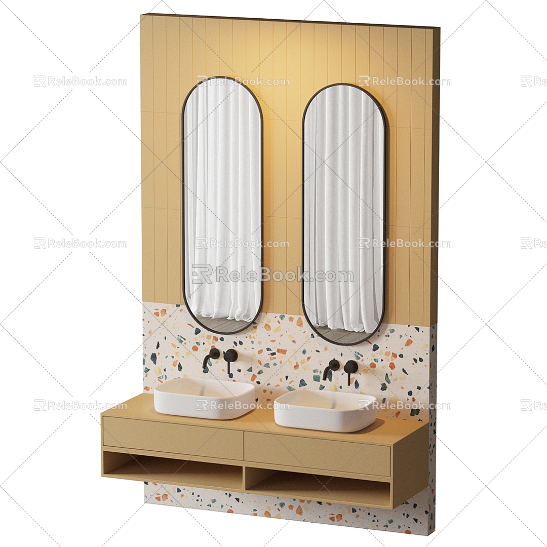 terrazzo yellow bathroom 3d model