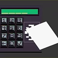Purple Calculator With Green Display Screen Numeric Keypad And White Card