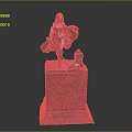 Game and Movie Character Female Statue With Blonde Hair Cloak Sword On Pedestal
