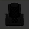 Black Leather Recliner Chair With Diamond Quilted Design And Armrest Cup Holders