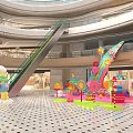 Vibrant Candy Themed Photo Spot In Mall Atrium With Lollipop And Ice Cream Decorations